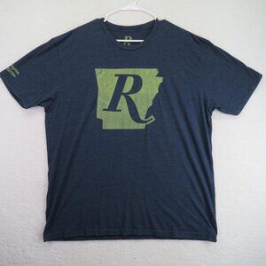Remington Shirt Mens 2XL Navy Blue‎ Arkansas R Logo Graphic Short Sleeve Hunting